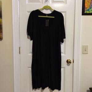 NEW BCBC Maxazria Black Short Sleeve Baby Doll Dress Size XXL